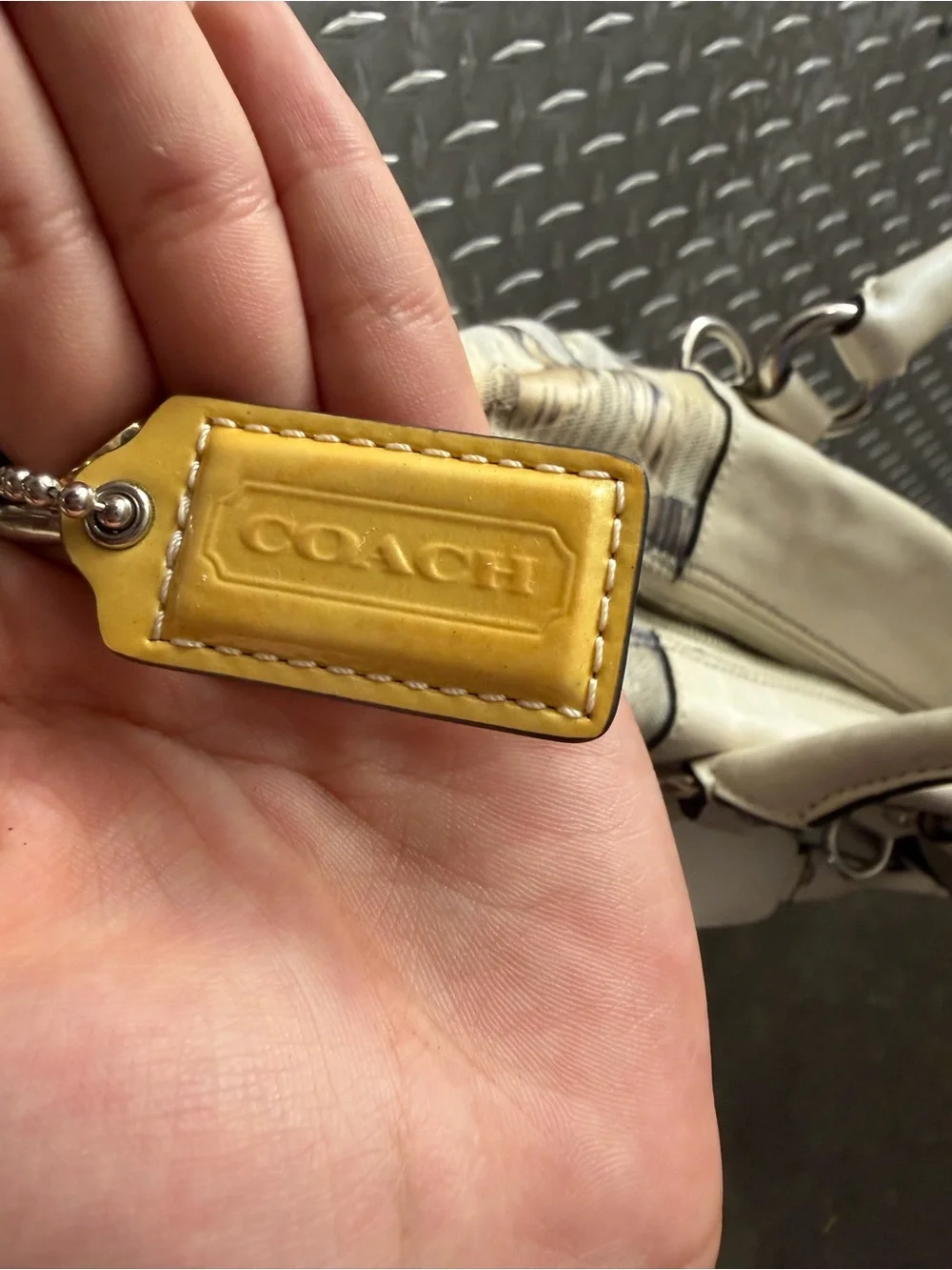 Coach Cream and Black Signature Shoulder Bag